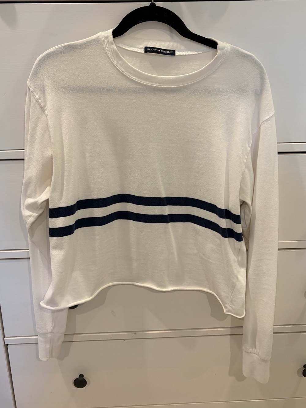Brandy Melville White Long Sleeve Cropped Shirt